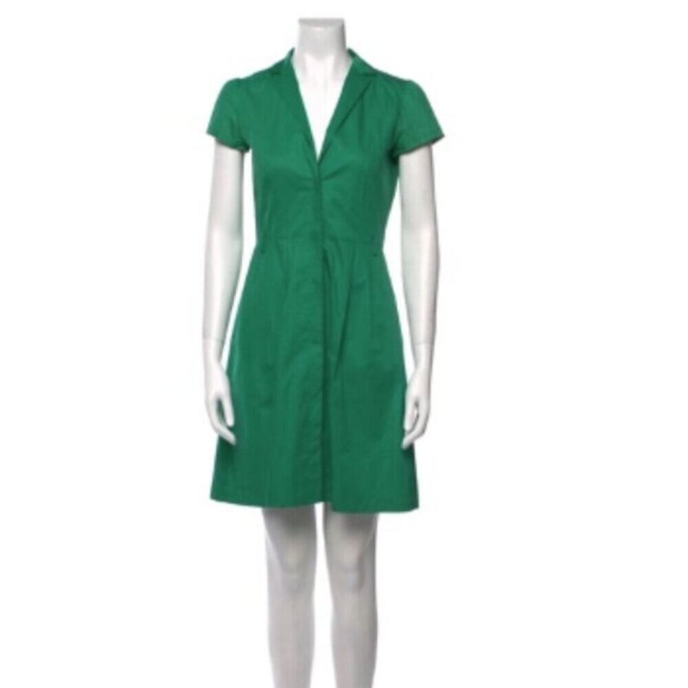 Theory 'Shiras' Collared Short Sleeve Shirt Dress in Green Size 6
